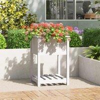 Berkfield Home Planter with Shelf White 54x54x81 cm Solid Wood Pine | Size: 54 x 54 x 81 cm