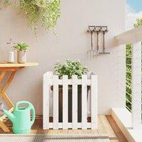 Berkfield Home Garden Planter with Fence Design White 60x60x60 cm Solid Wood Pine | Size: 60 x 60 x 60 cm