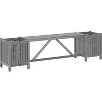 Berkfield Home Garden Bench with 2 Planters 150cm Solid Acacia Wood Grey