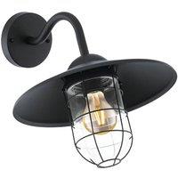 Eglo Melgoa Clear Metal & Glass IP44 Outdoor Wall Light in Black