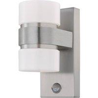 Eglo Atollari Stainless Steel Cylindrical IP44 Integrated LED Outdoor Wall Light in Metallic Silver