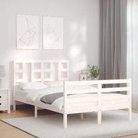 Berkfield Home Bed Frame with Headboard White Small Double Solid Wood