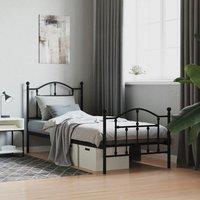 Berkfield Home Metal Bed Frame with Headboard & Footboard Black 90x190 cm Single