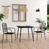 Berkfield Home 3 Piece Garden Dining Set Cotton Rope & Steel Black