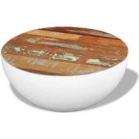 Berkfield Home Bowl Shaped Coffee Table Solid Reclaimed Wood 60x60x30 cm in White | Size: 60 x 60 x 30 cm
