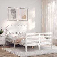 Berkfield Home Bed Frame with Headboard White Small Double Solid Wood