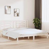 Berkfield Home Bed Frame White Solid Wood Pine 200x200 cm