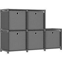 Berkfield Home 5-Cube Display Shelf with Boxes Grey 103x30x72.5 cm Fabric