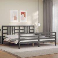 Berkfield Home Bed Frame with Headboard Grey 200x200 cm Solid Wood