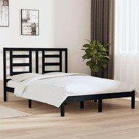 Berkfield Home Bed Frame Black Solid Wood Pine 140x190 cm