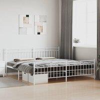 Berkfield Home Metal Bed Frame with Headboard & Footboard White 193x203 cm