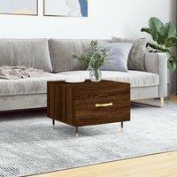 Berkfield Home Coffee Table Brown Oak 50x50x40 cm Engineered Wood | Size: 50 x 50 x 40 cm