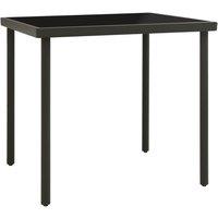 Berkfield Home Outdoor Dining Table Anthracite 80x80x72 cm Glass & Steel in Black | Size: 80 x 80 x 72 cm