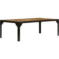 Berkfield Home Coffee Table Solid Rough Mango Wood & Steel 110 cm in Brown
