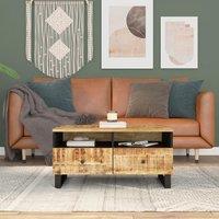 Berkfield Home Coffee Table 80x54x40 cm Solid Wood Mango&Engineered Wood in Brown | Size: 80 x 54 x 40 cm