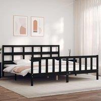 Berkfield Home Bed Frame with Headboard Black 200x200 cm Solid Wood