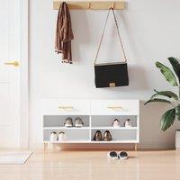 Berkfield Home Shoe Bench High Gloss White 102x35x55 cm Engineered Wood | Size: 102 x 35 x 55 cm