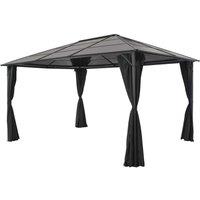Berkfield Home Gazebo with Curtain Aluminium 4x3x2.6 m Black