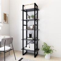 Berkfield Home 5-Tier Book Cabinet Grey 60x30x175 cm Engineered Wood | Size: 60 x 30 x 175 cm