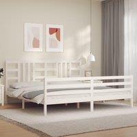 Berkfield Home Bed Frame with Headboard White 200x200 cm Solid Wood