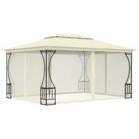 Berkfield Home Gazebo with Nets 300x400x265 cm Cream in Beige | Size: 300 x 400 x 265 cm