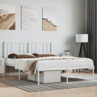 Berkfield Home Metal Bed Frame with Headboard White 150x200 cm King Size
