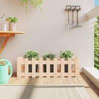Berkfield Home Garden Raised Bed with Fence Design 100x30x30 cm Solid Wood Pine in Brown | Size: 100 x 30 x 30 cm