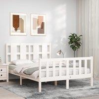 Berkfield Home Bed Frame with Headboard White 140x200 cm Solid Wood