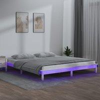 Berkfield Home LED Bed Frame White 120x200 cm Solid Wood | Size: Small Double