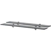 Berkfield Home Floating Shelves 2 pcs Glass 80x10 cm 8 mm in Black