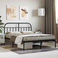 Berkfield Home Metal Bed Frame with Headboard Black 140x200 cm