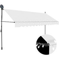 Berkfield Home Manual Retractable Awning with LED 400 cm Cream in Beige
