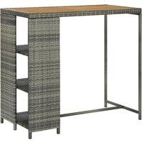 Berkfield Home Bar Table with Storage Rack Grey 120x60x110 cm Poly Rattan | Size: 120 x 60 x 110 cm