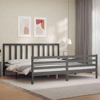 Berkfield Home Bed Frame with Headboard Grey 200x200 cm Solid Wood