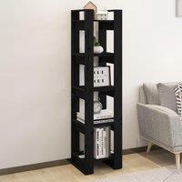 Berkfield Home Book Cabinet/Room Divider Black 41x35x160 cm Solid Wood Pine | Size: 41 x 35 x 160 cm