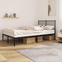 Berkfield Home Metal Bed Frame with Headboard Black 120x200 cm | Size: Small Double