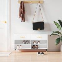 Berkfield Home Shoe Bench White 102x35x55 cm Engineered Wood | Size: 102 x 35 x 55 cm