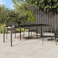 Berkfield Home Garden Table Grey 250x100x75 cm Tempered Glass & Poly Rattan | Size: 250 x 100 x 75 cm