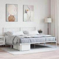 Berkfield Home Metal Bed Frame with Headboard White 193x203 cm