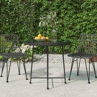 Berkfield Home Dining Table Black 80 cm Tempered Glass & Steel