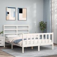 Berkfield Home Bed Frame with Headboard White 120x200 cm Solid Wood