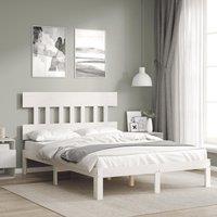 Berkfield Home Bed Frame with Headboard White 140x190 cm Solid Wood