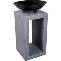 Ivyline Fire Pit & Square Console Cement Finish H68.5cm W39Cm in Stone
