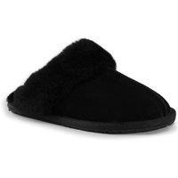 Aus Wooli Australia Sheepskin Wool Shelley Slippers in Black | Size: 4