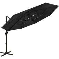 Berkfield Home 4-Tier Parasol with Aluminium Pole Black 3x3 m