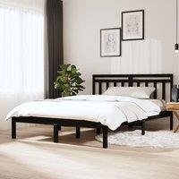 Berkfield Home Bed Frame Black Solid Wood Pine 140x190 cm