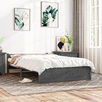 Berkfield Home Bed Frame Grey Solid Wood 135x190 cm Double