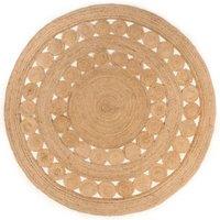 Berkfield Home Area Rug Braided Design Jute 210 cm Round in Beige | Size: 100 cm diameter