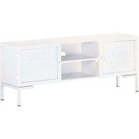 Berkfield Home TV Cabinet White 115x30x46 cm Solid Mango Wood | Size: 115 x 30 x 46 cm