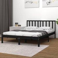 Berkfield Home Bed Frame Black Solid Wood Pine 140x190 cm